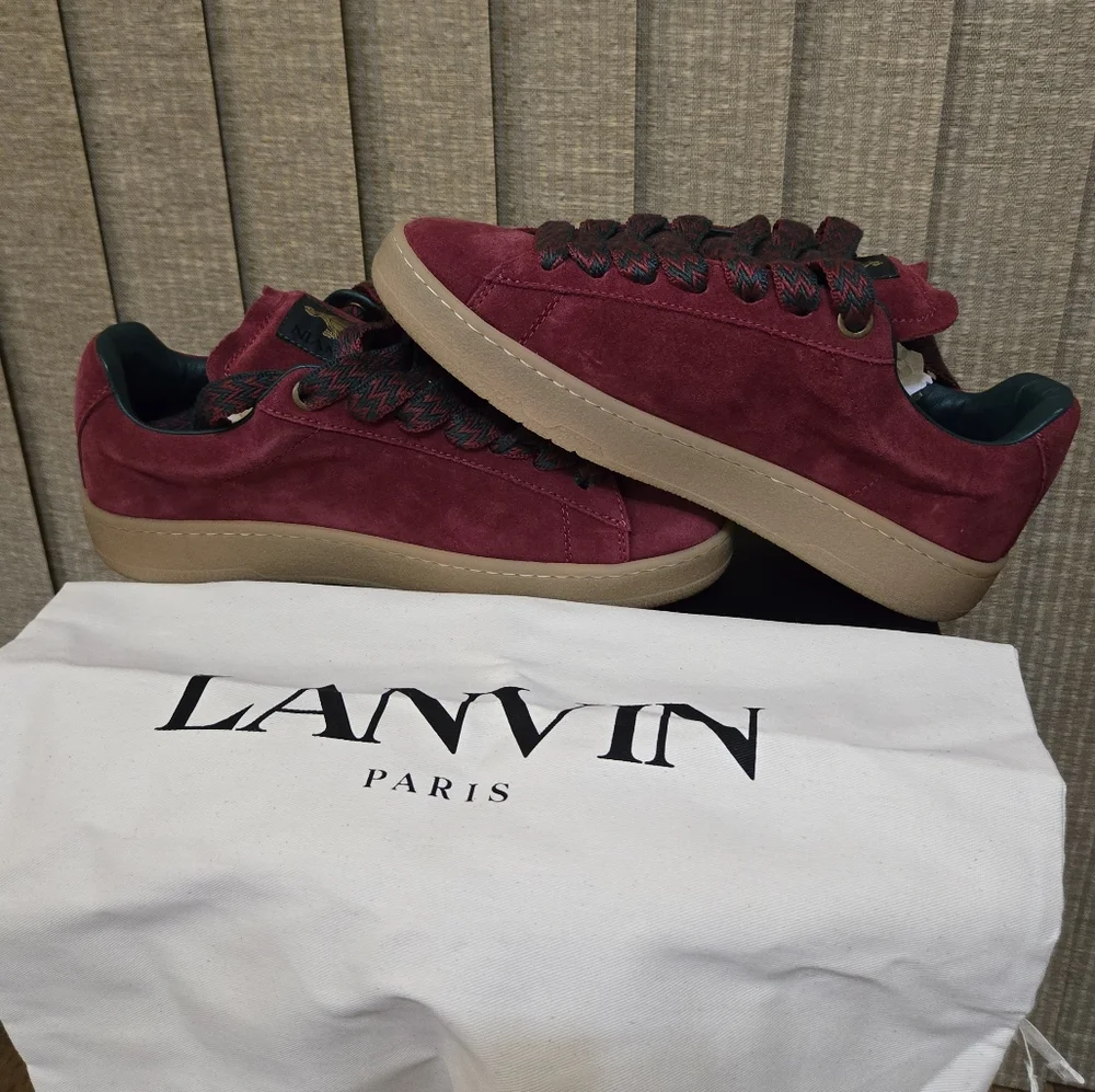 Lanvin Red High-Top Sneakers with Suede Finish - Picture 2 of 12